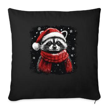 Christmas raccoon - Sofa pillowcase 17,3'' x 17,3'' (45 x 45 cm) - black - Front