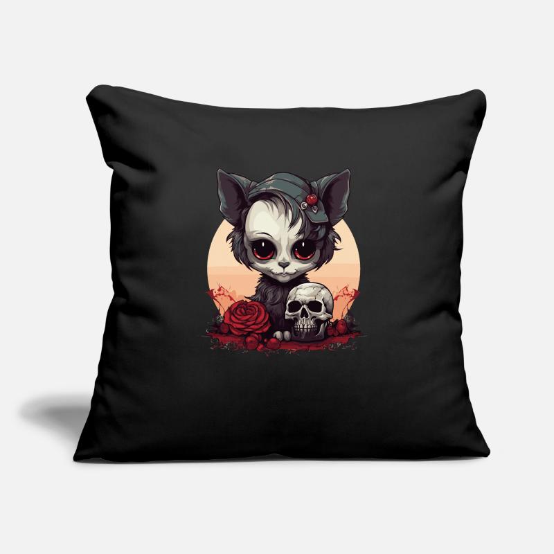 Mignon Chaton Gothique Emo Housse de coussin décorative 45 x 45 cm