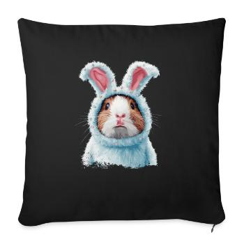 Cochon d’Inde en costume de lapin - Housse de coussin décorative 45 x 45 cm - noir - Devant