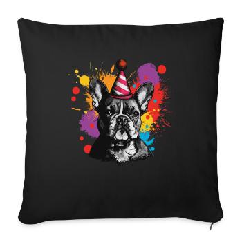 Fête du bouledogue français - Housse de coussin décorative 45 x 45 cm - noir - Devant