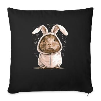 Cochon d’Inde en costume de lapin - Housse de coussin décorative 45 x 45 cm - noir - Devant