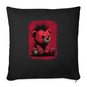 Ours en peluche punk mignon - Housse de coussin décorative 45 x 45 cm - noir - Devant