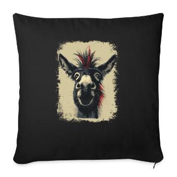 Drôle d’âne - Housse de coussin décorative 45 x 45 cm - noir - Devant