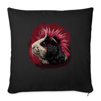 Cochon d’Inde Punk - Housse de coussin décorative 45 x 45 cm - noir - Devant