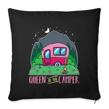 Caravanes camping car campeurs - Housse de coussin décorative 45 x 45 cm - noir - Devant