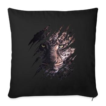 Leopard, scratch marks, claws, wild, big cat, animal - Sofa pillowcase 17,3'' x 17,3'' (45 x 45 cm) - black - Front
