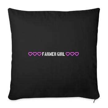 Fermier Fille Fille Coeur Amour - Housse de coussin décorative 45 x 45 cm - noir - Devant