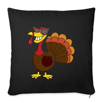 Pèlerin de dinde de dinde de Thanksgiving - Housse de coussin décorative 45 x 45 cm - noir - Devant