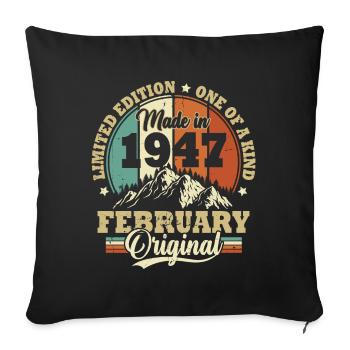 Cadeau D'anniversaire Février 1947 Vintage Rétro - Housse de coussin décorative 45 x 45 cm - noir - Devant
