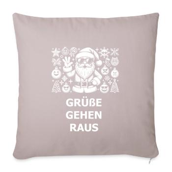 Grüße Weihnachtsmann - Sofakissenbezug 45 x 45 cm - helles Taupe - Vorne