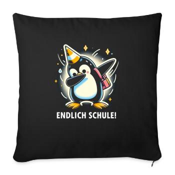 Pinguin Schule - Sofakissenbezug 45 x 45 cm - Schwarz - Vorne