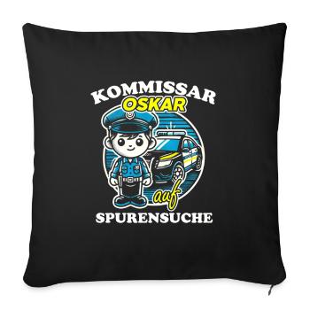Kommissar Oskar Spurensuche - Sofakissenbezug 45 x 45 cm - Schwarz - Vorne