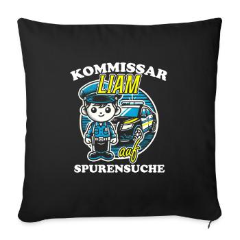 Kommissar Liam Spurensuche - Sofakissenbezug 45 x 45 cm - Schwarz - Vorne