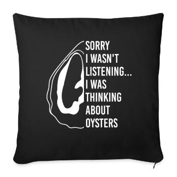 Pensez aux huîtres et au vin Délicieux fruits de - Housse de coussin décorative 45 x 45 cm - noir - Devant