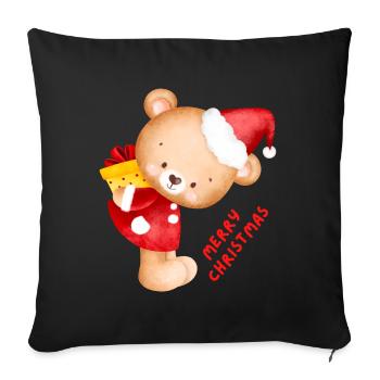 Weihnachten - Joyeux Noël - Teddy - Housse de coussin décorative 45 x 45 cm - noir - Devant
