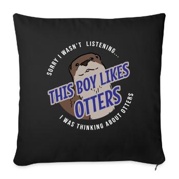 Boy Likes Cute Otters Wild Animal Sea Otter - Sofa pillowcase 17,3'' x 17,3'' (45 x 45 cm) - black - Front