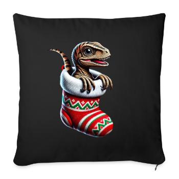 Baby Velociraptor Xmas Dinosaur - Sofa pillowcase 17,3'' x 17,3'' (45 x 45 cm) - black - Front