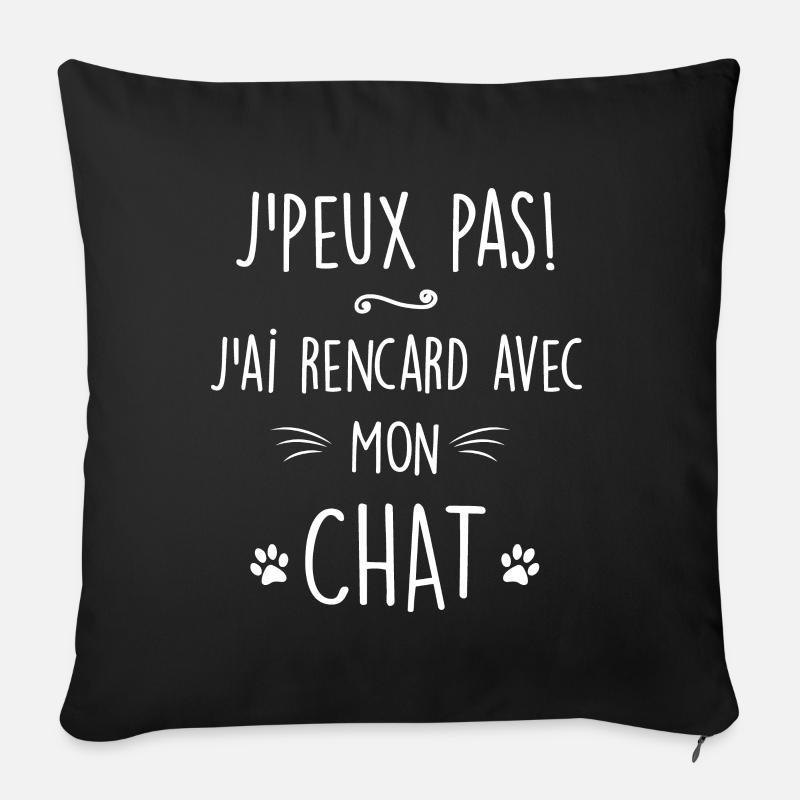 Chats - j'peux pas! - Housse de coussin décorative 45 x 45 cm - noir