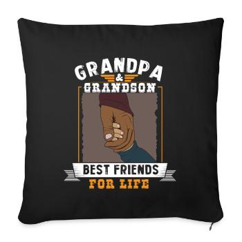 Grandpa And Grandson - Sofa pillowcase 17,3'' x 17,3'' (45 x 45 cm) - black - Front