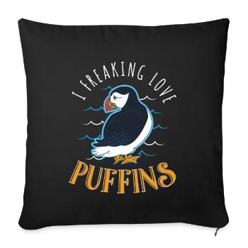I Freaking Love Puffins - Sofa pillowcase 17,3'' x 17,3'' (45 x 45 cm) - black - Front