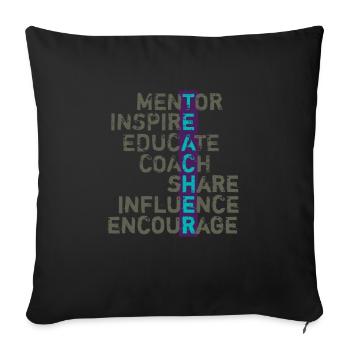 Appréciation de l'enseignant - Housse de coussin décorative 45 x 45 cm - noir - Devant