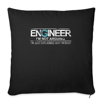 Ingenieur Ich streite nicht - Sofakissenbezug 45 x 45 cm - Schwarz - Vorne