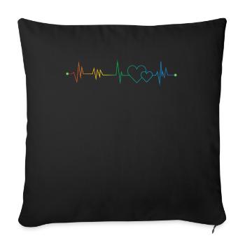 Rainbow Heartbeat - Sofa pillowcase 17,3'' x 17,3'' (45 x 45 cm) - black - Front