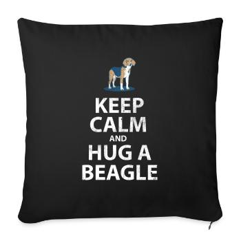 Gardez le calme et étreignez un Beagle - Housse de coussin décorative 45 x 45 cm - noir - Devant