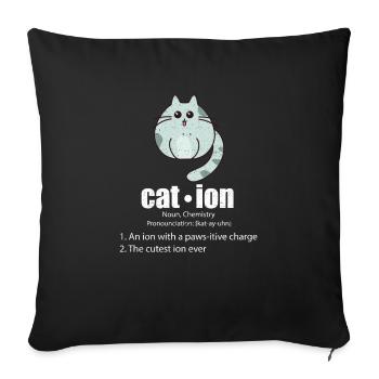 Cation Cat Science Pun Chemistry Nerd Geek - Sofa pillowcase 17,3'' x 17,3'' (45 x 45 cm) - black - Front