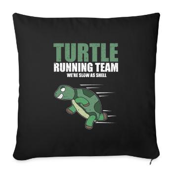 Tortue Running Team Slow Marathon Course Humour Blague - Housse de coussin décorative 45 x 45 cm - noir - Devant