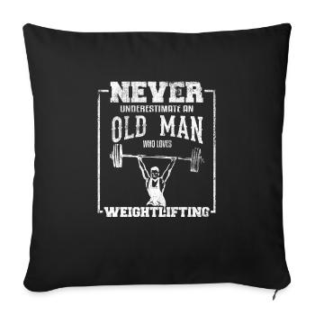 Old Man Who Loves Weightlifting Gym Exercise Weigh - Sofa pillowcase 17,3'' x 17,3'' (45 x 45 cm) - black - Front