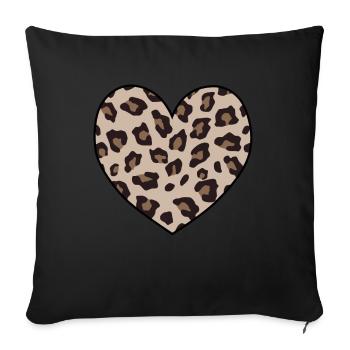Leopard Print Heart Shape Animal Cheetah Print - Sofa pillowcase 17,3'' x 17,3'' (45 x 45 cm) - black - Front