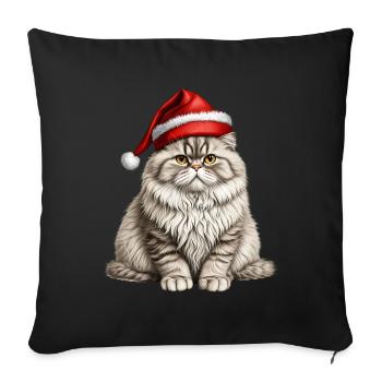 Christmas Persian cat - Sofa pillowcase 17,3'' x 17,3'' (45 x 45 cm) - black - Front