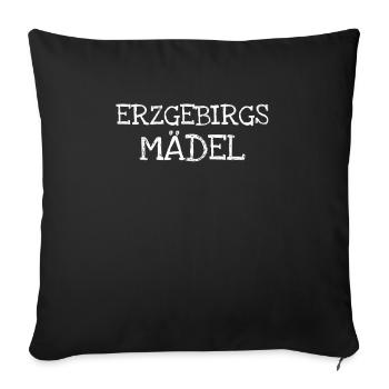 Erzgebirgs Mädel - Sofakissenbezug 45 x 45 cm - Schwarz - Vorne