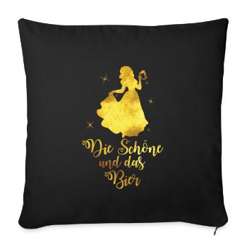 Die Schöne und das Bier - Sofakissenbezug 45 x 45 cm - Schwarz - Vorne