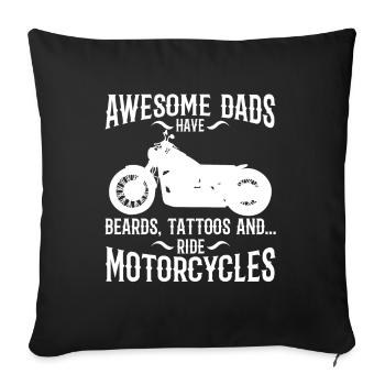 les papas ont des barbes, des tatouages et des motos - Housse de coussin décorative 45 x 45 cm - noir - Devant