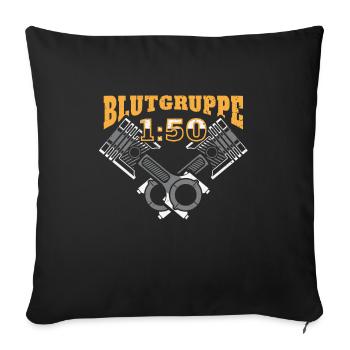 Blutgruppe 1:50 DDR 2 Takt Motor Mofa - Sofakissenbezug 45 x 45 cm - Schwarz - Vorne