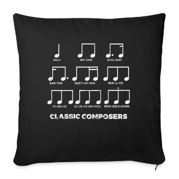 Compositeurs classiques Musique Notes de piano - Housse de coussin décorative 45 x 45 cm - noir - Devant