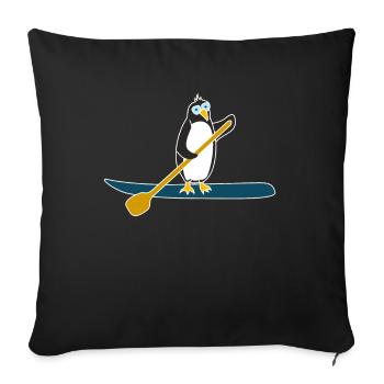 SUP penguin animals nature winter water sports - Sofa pillowcase 17,3'' x 17,3'' (45 x 45 cm) - black - Front