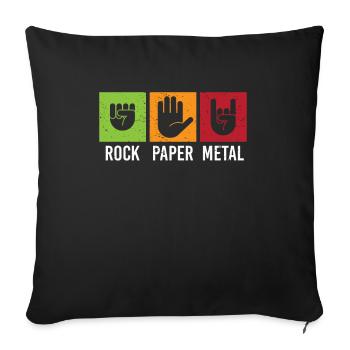 papier de roche ciseaux en métal mains de jeu de papier de roche - Housse de coussin décorative 45 x 45 cm - noir - Devant