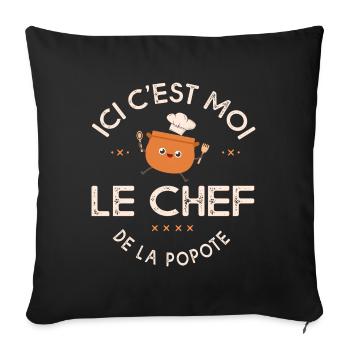 chef de la popote cuisine drôle - Housse de coussin décorative 45 x 45 cm - noir - Devant