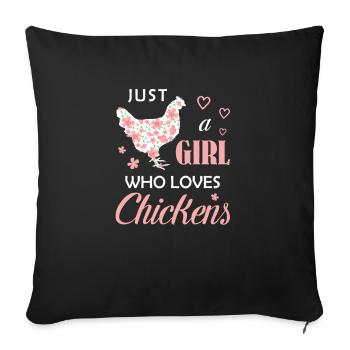 Just a Girl Who Loves Chickens Chicken Flowers Far - Sofa pillowcase 17,3'' x 17,3'' (45 x 45 cm) - black - Front