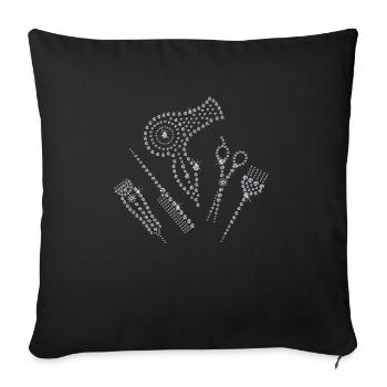 Hair Stylist Salon Apron Rhinestone Scissors Comb Hair - Sofa pillowcase 17,3'' x 17,3'' (45 x 45 cm) - black - Front