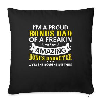 Funny Bonus Dad Stepdaughter Stepdad Fathers Day G - Housse de coussin décorative 45 x 45 cm - noir - Devant