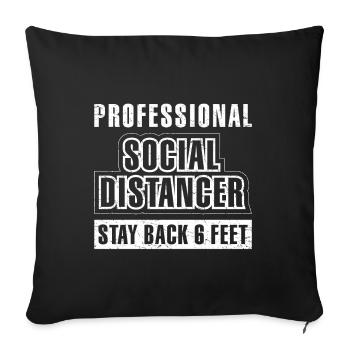 Distanceur social professionnel Stay Back 6 Feet Ft - Housse de coussin décorative 45 x 45 cm - noir - Devant