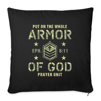 Armure de Dieu cadeau pour les chrétiens Camouflé religieux - Housse de coussin décorative 45 x 45 cm - noir - Devant