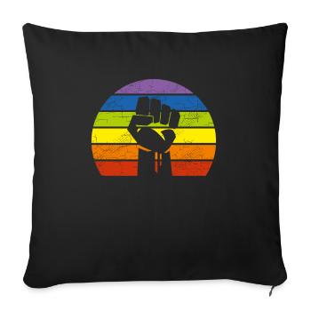 LGBT Pride Flag Fist Retro BLM Vintage Black Lives - Sofa pillowcase 17,3'' x 17,3'' (45 x 45 cm) - black - Front