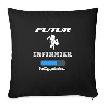 Futur infirmier. Idée cadeau étudiant - Housse de coussin décorative 45 x 45 cm - noir - Devant