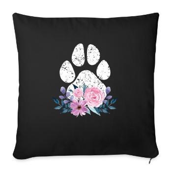 Cute Dog Puppy Lover Dog Paw Print Floral Gift Fun - Sofa pillowcase 17,3'' x 17,3'' (45 x 45 cm) - black - Front