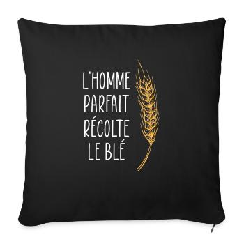 t-shrt agriculteur, argent, humour, idée cadeau - Housse de coussin décorative 45 x 45 cm - noir - Devant